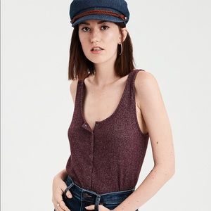 AEO Cropped Henley Tank